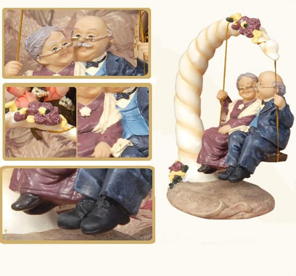 Kreativ håndlaget statue harpiks eldre par statue