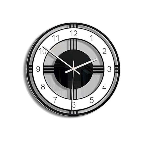 Væg ur - Lydløs, 11 tommer ikke-tikende akryl fri form rund, batteridrevet, ingen glasdæksel, til stue/soveværelse/køkken/kontorindretning