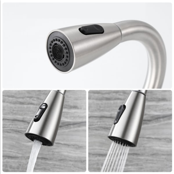 304 Rostfritt Stål Utdragbar Köksblandare 360° Svängbar Diskho Blandare med Utdragbar Spray (Engineering Style Plast Ventilkärna Säte)