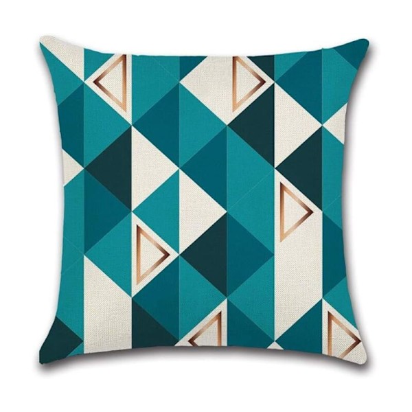 4 st kuddfodral 45 x 45 cm, dekorativa fyrkantiga örngott sofföverdrag blå kudde triangelmönster geometriskt mönster bomull linne hus för sovrum