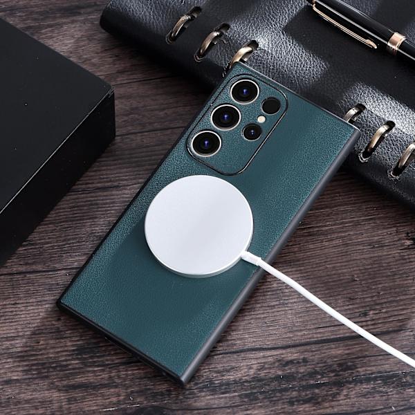 Magneettinen Magsafe-kotelo yhteensopiva Samsung Galaxy S23 Ultra -puhelimen kanssa, PU-nahkainen suojakotelo