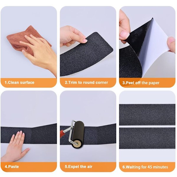 Halkskyddsband 10 cm x 5 m, robust halkskyddsband för trappor utomhus/inomhus, svart