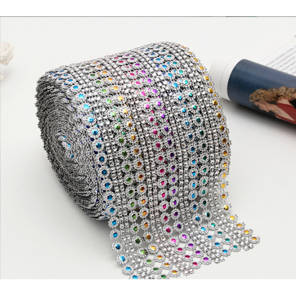 10 meter 9 meter, strasssydda kanter, 16 rader strassband, rullar med diamanter, mesh strassband, glittrande kristalldekorationer