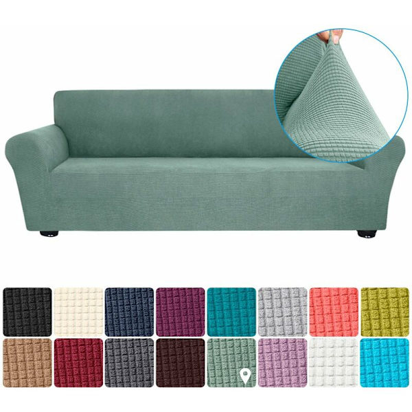 All-inclusive elastisk tykk fastfarget sofaovertrekk (tegrønn, fireseters sofa (anvendelig mellom 235-300cm))