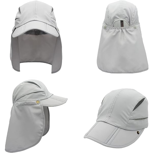 Ljusgrå - 1 x hatt med nackskydd - Avtagbar - Mångsidig - S