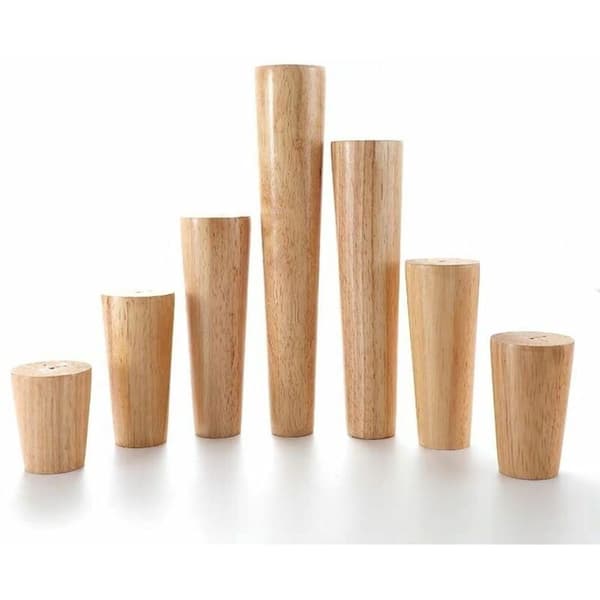 Sett med 4 massive sofabein, møbelbein til lenestol, nattbord, garderobe, skuff (høyde 15 cm)