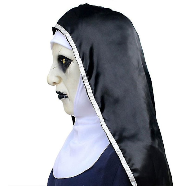 Kauhumaskki lateksista Halloween-juhliin, Pieni kaupunki -nunna-maskki, cosplay-asu, koko pää, kauhumaskki, noitamaskki