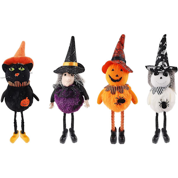 4 kpl Halloween-koristeita, aaveenukkekoriste riipus, kurpitsa, aaveet, hämähäkit, linnunpelätti-noitaelementit ulkofestivaalin koristeosaan