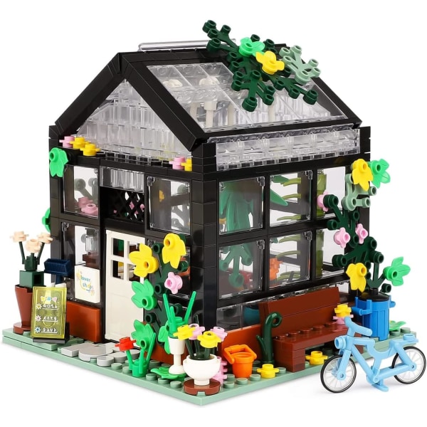Flower House Model Building Kit, Creative DIY Blomstervänligt husbyggande med LED-belysningskit för barn (579 delar)