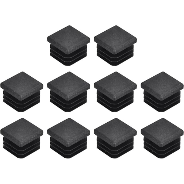Set med 20 fyrkantiga plastpluggar för 20 mm x 20 mm rör (0,79 tum) för trappräcke, ledstång, svart rör