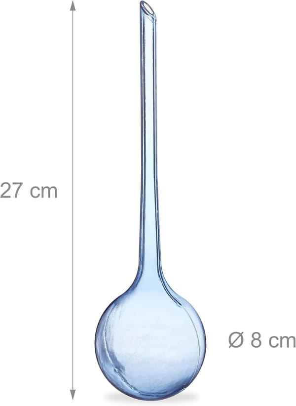 Blå vannkuler i plast, sett med 4 vanndispensere for planter, 2 uker blomsterpotte