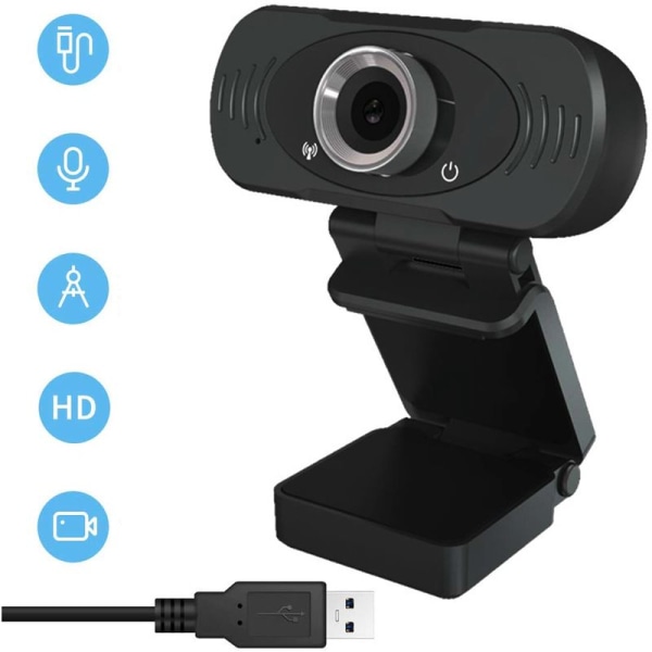 Webbkamera Full HD 1080P Datorkamera bredbildstelefoni och videoinspelning, webbkamera med fast fokusdesign med mikrofon, strömmande kamera