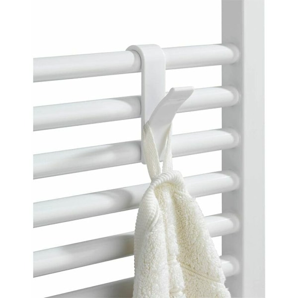 Radiatorkrok, torkställningskrok för handdukar, vit plast, set om 2