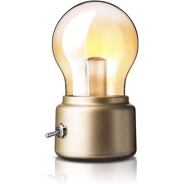 Pærelampe liten LED-bordlampe, USB-lading skrivebordslampe, retro pæreformet nattlys