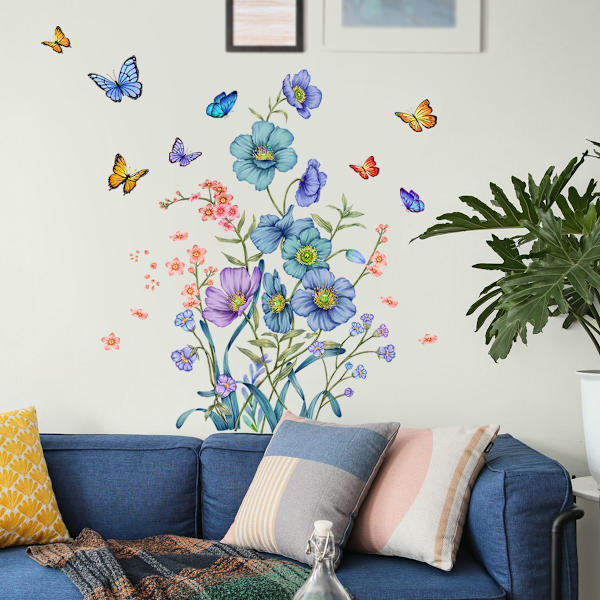 Blomster veggklistremerjer flyttbare skrell og lim veggdekor for jenter soverom stue