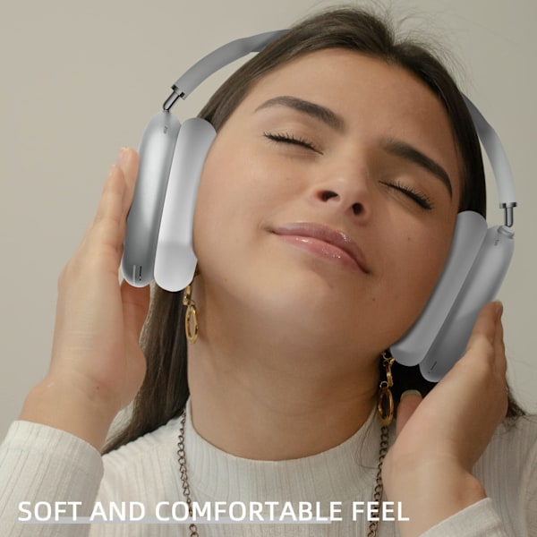 Trådløse Bluetooth-hodetelefoner, dyp bass og Hi-Fi-lyd, sammenleggbare over-ear-hodetelefoner, egnet for alle smarte enheter.(sølv)