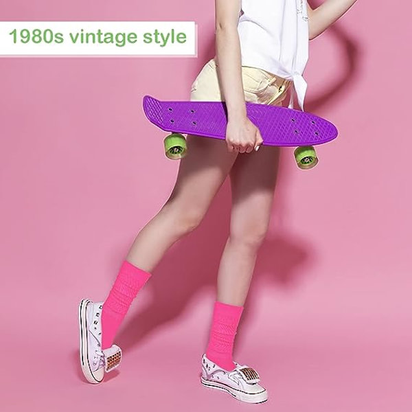 2 paria naisten pehmeitä sukkia Neon neulotut polvisukat Erittäin pitkät sukat Termosukat 80-luvun juhliin Tanssiurheilu Goth Streetwear