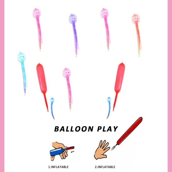 100 stk fargerike ballonger med blåserør, rakett, vriballonger,