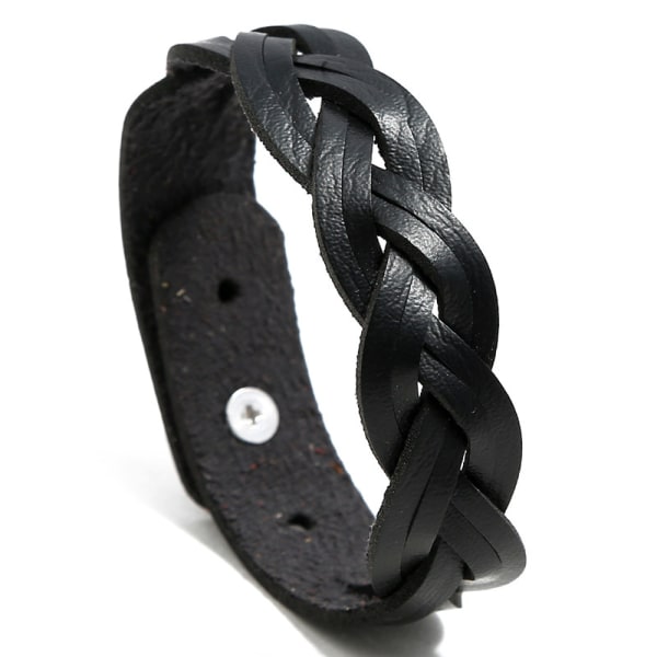 (Noir) Armband en cuir de vachette tressé, enkelt och polyvalent,