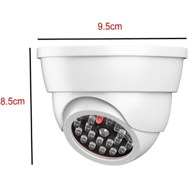 2-pak Attrap Dome Overvågningskameraer med Blinkende LED-lys til Hjemmesikkerhed, Hvid