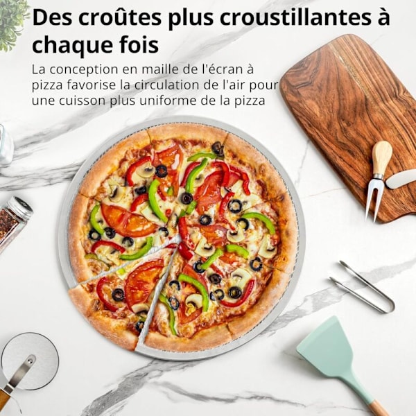 (Pakke med 2) Stor pizza perforert pizzabrett 40 cm - Pizzabakeplate rask og jevn steking i ovn - aluminiumslegering, sveising uten - non-stick, anti-r