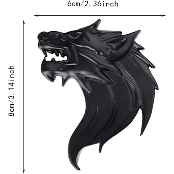 3 Stykker 3D Metall Ulvehode Bilklistremerke, 3D Metall Bilklistremerker, Ulvehode Klistremerke, Stilig og Kul, for Bildekorasjon og Dekke Riper