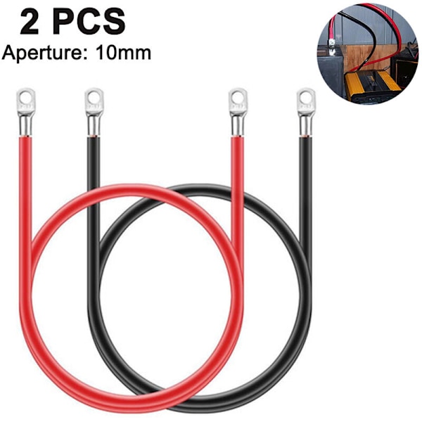 Batterikablar med terminaler, 3/8\" polskor (positiv och negativ) för motorcykel, bil, marin, solenergi, mountainbike, husbil, gräsklippare, utan o