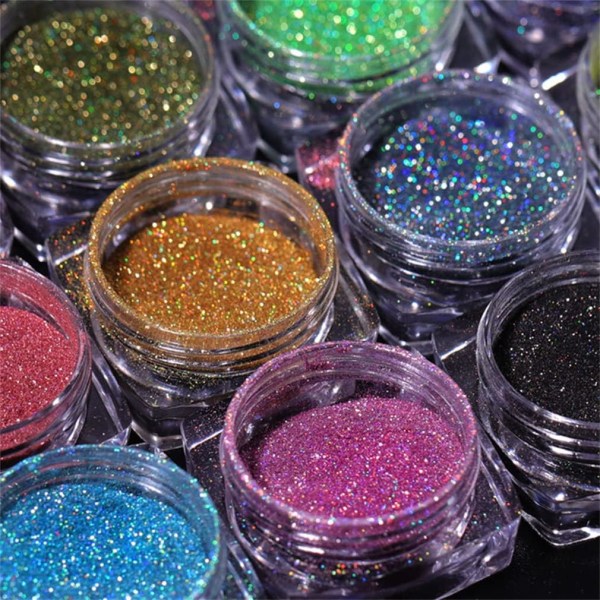 12 väriä Glitter Nail Glitter Super Sparkling Mirror Chrome Effe