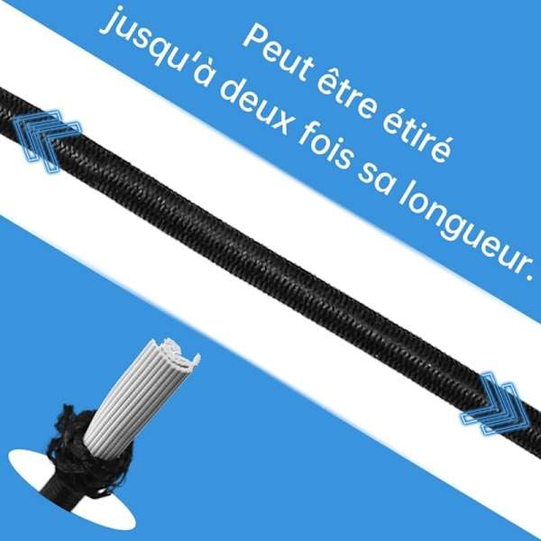 Set med 4 elastiska spännare med karbinhake, 60cm elastiska spännare med krokar, elastiska spännare för camping, presenningar, tält, bagage, voil och b