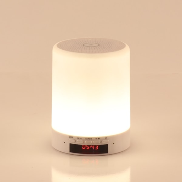 Bluetooth-kaiutin valoilla, kannettava langaton yövalo Bluetooth-kaiutin 7-värisellä LED-valolla ja älykkäällä kosketusohjauksella (valkoinen)
