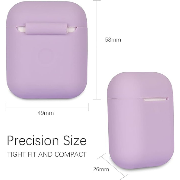 2-pak Airpods-etui (rosa + lilla), AirPods 2-etui, AirPods-silikonetui, synlige LED-indikatorer støtter trådløs lading