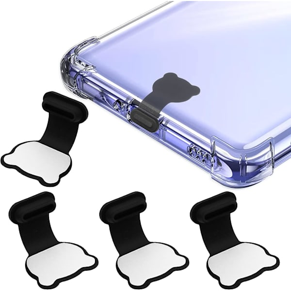 4 kappaletta silikonisia pölytulppia USB C -porttiin, pölytulppia matkapuhelimiin ja älypuhelimiin (karhun muoto)