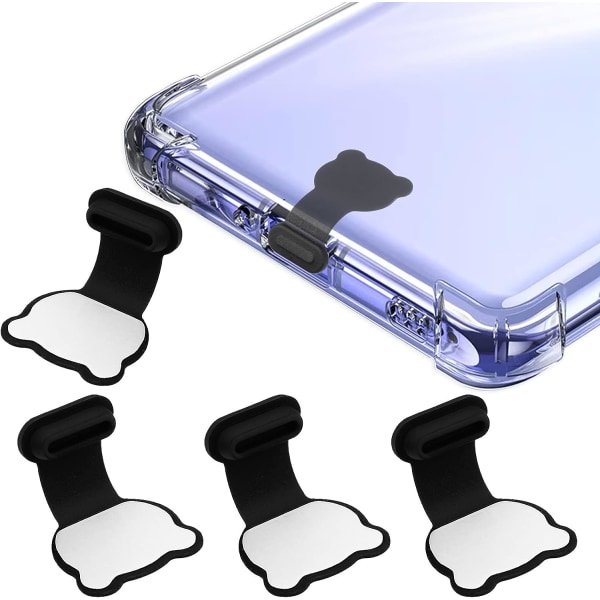 5 Pack (bjørneform) Silikone Støvstik til USB C Port Støvstik til mobiltelefon og smartphone