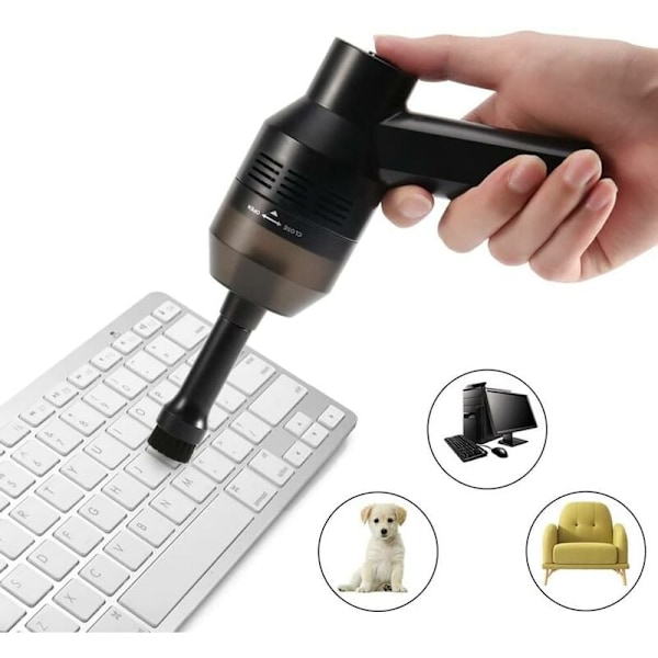 Støvsuger, trådløst tastatur, minibusstøvsuger, støvsuger, rent tastatur, bil, dyrehår, laptop og sofa