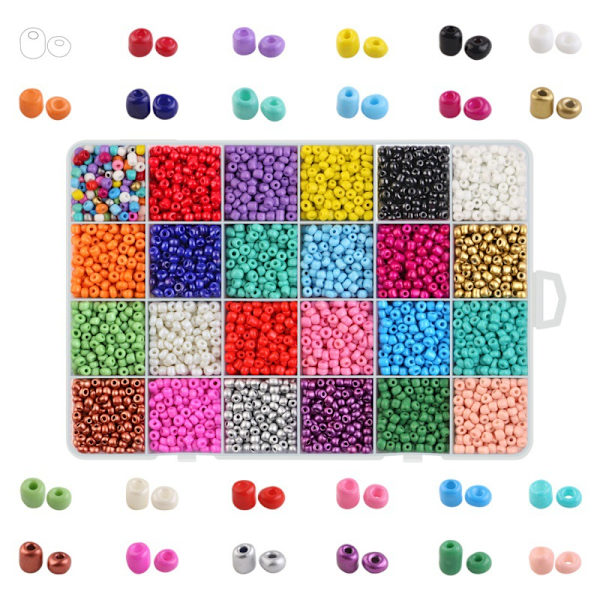 Smyckeskrin 2/3/4mm Hirsfrön Pärlor 24 Färger Boxade Lösa Pärlor DIY Smycken Kläder Pärlbroderi Handgjorda Tillbehör -Färg 4MM
