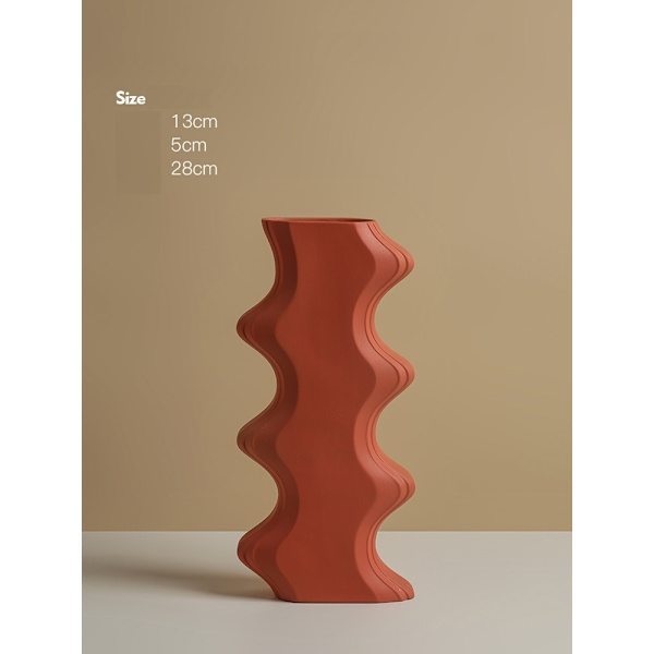 Vas Dekoration Morandi Geometrisk Vas Keramik Blomsterarrangemang Torkade Blomster Dekorationer (Orange)