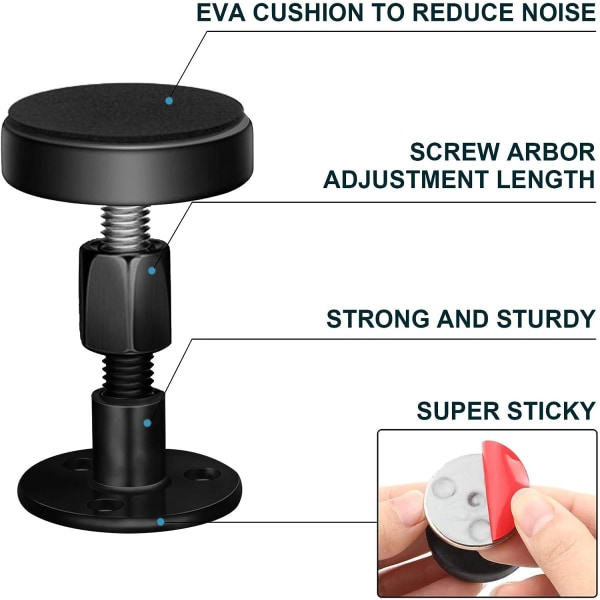 Sæt med 4 justerbare stabilisatorstop, 46-64mm (sort) til sengestativer, hovedgærder, sengeborde, seng, garderobe, sofa.