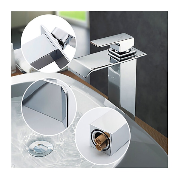 Vattenfall Badrumsblandare Hög Pip Krom Handfat Blandare Modern Design-