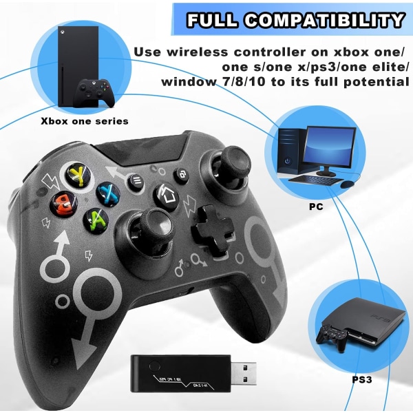 Trådløs håndkontroll for Xbox One, 2.4G Bluetooth trådløs spillkontroll