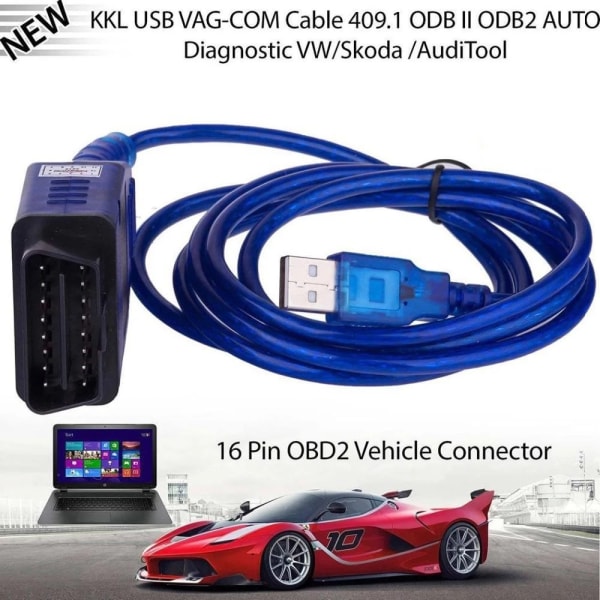 VAG 409.1 VAG409 KKL UBS OBD USB-interface, KKL 409.1 OBD2-diagnoseværktøj - KKL OBDII-scanner KKL 409.1 OBD-kabel