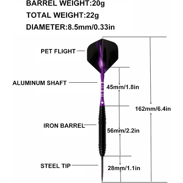 Sininen kärki Darts Pet Darts -setti aloittelijoille tai ammattilaisille