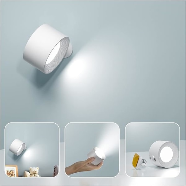 1st (vit) inomhusvägglampa, LED Touch-vägglampa med USB Char