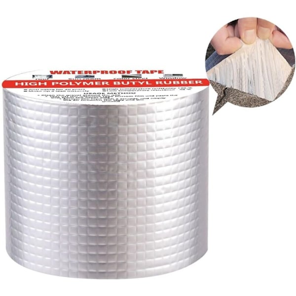 Tätningsband med klister - butylgummi - aluminiumfilm - för takläckage, ytsprickor, fönsterkant, rörbrott (10 cm x 5 m)