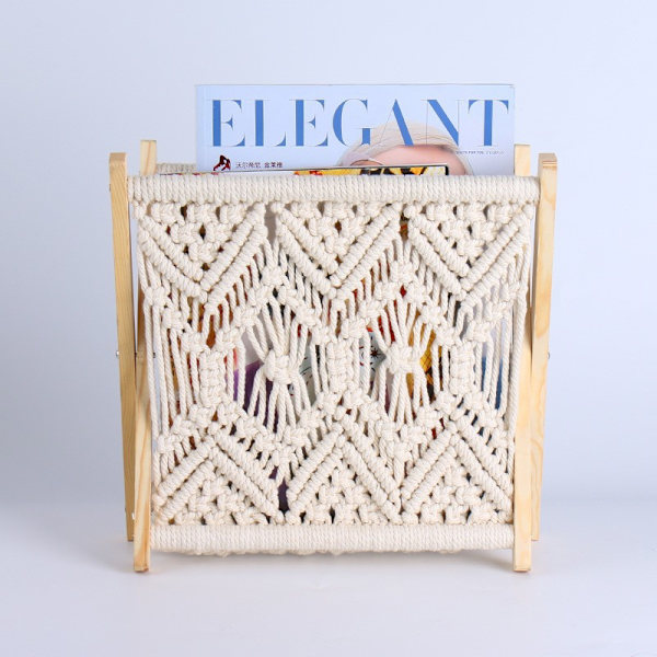 Tidningsställ, bärbar bohemisk tidningskorg, lätt att installera bohemisk tidningsställ för böcker, tidningar, barnrum och heminredning 35*10*30cm