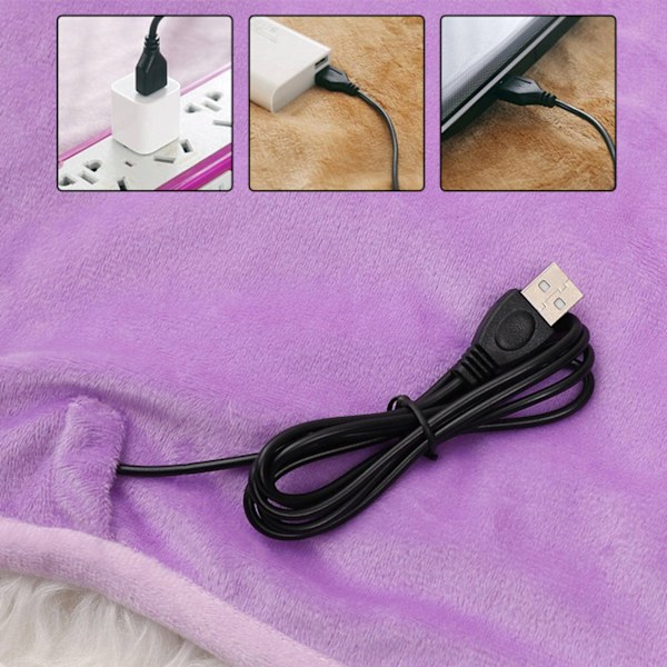 Enkel USB-oppladbar elektrisk teppe 60*80 for å holde varmen hjemme om vinteren, en must-have termisk gjenstand (lilla)