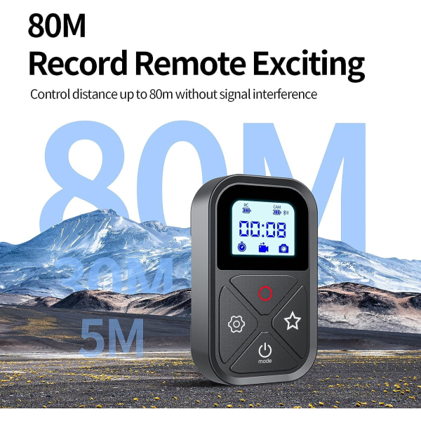 Smart trådlös Bluetooth-fjärrkontroll för gopro Hero 11/10/9/8/Max, vattentät fjärrkontroll för gopro Hero 11/10/19/8/Max, svart med LED-display