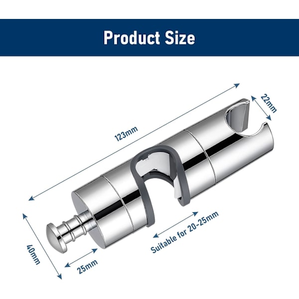 Universal brusehovedholder glidende stang 2025mm justerbar bruseholder til håndbruser eller brusehoved til badeværelse 360° rotation kvalitet ABS plast