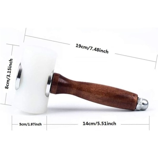 Lærskjæring Hammer Klubbe for DIY Lærhåndverk Kuskinn Søm Klubbe Nylon T-formet Hode 18cm Trehåndtak