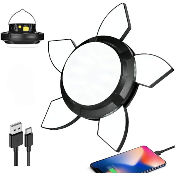Genopladelig LED Camping Lanterne, 5 Tilstande Vandtæt Teltlys, Bærbar Teltlys med 2000mAh Powerbank til Udendørs, Vandreture