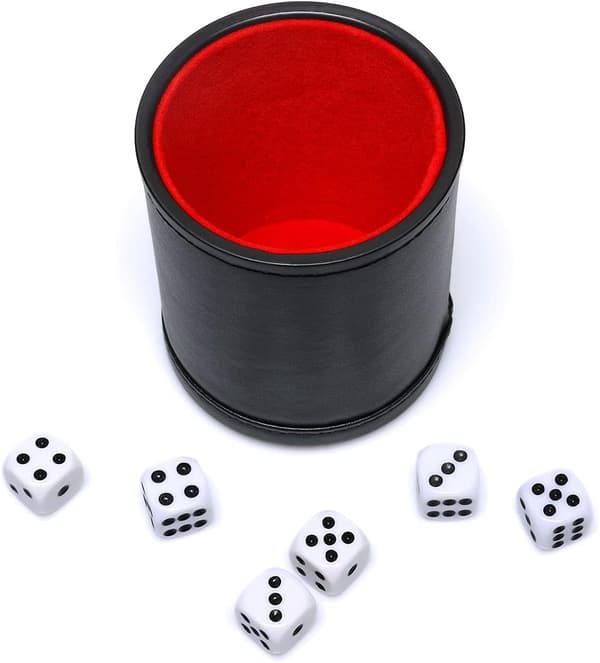 Tärningskopp i läderimitation med sammetsfoder, tyst, för ljugdice Farkle Yahtzee brädspel